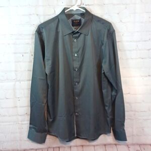 Flex Design In Italy Soft  Misty Gray  Luxury Button Down  Shirt Size Medium